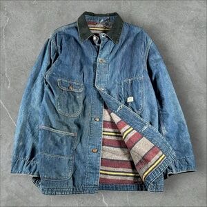 Vintage Hercules Chore Jacket Mens XL Blue Blanket Lined Workwear Distressed